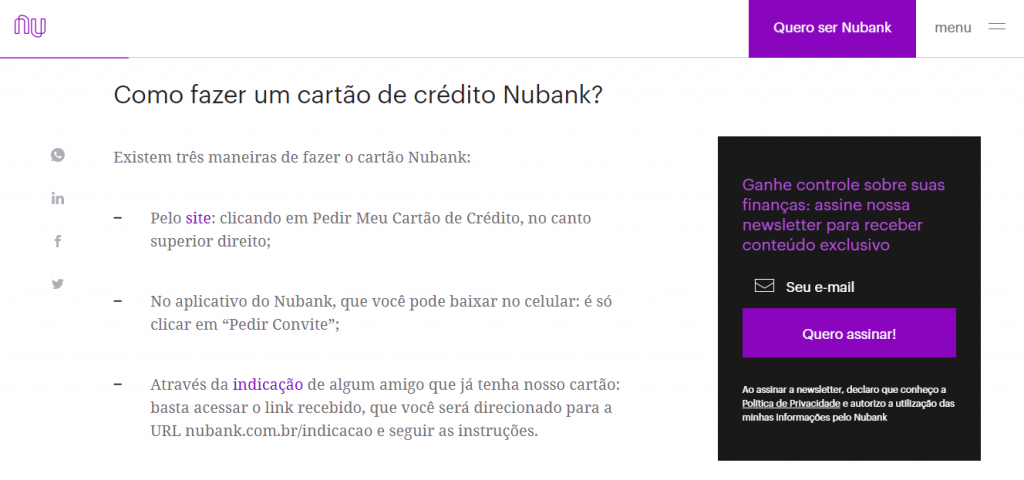 Conheça o cartão de crédito Nubank e suas vantagens