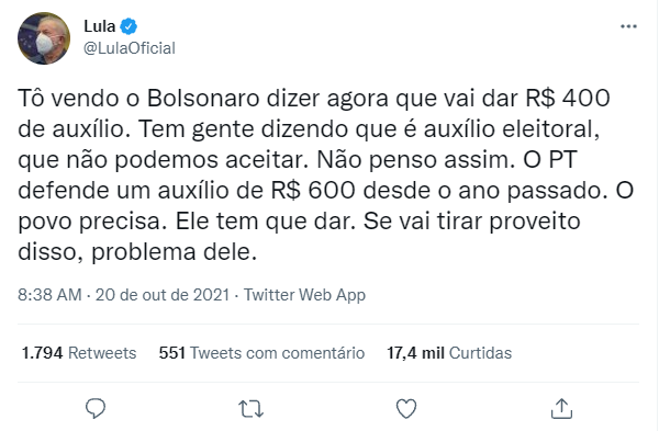 Lula teto de gastos Auxílio Brasil